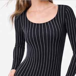 Wolford Pinstripe Bodysuit Long Sleeve S/P NWOT